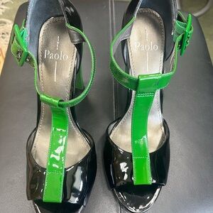 Paolo Black & Green Brayden Heels Size 9 1/2